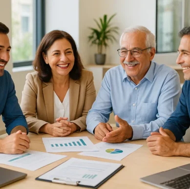 Reunión de trabajo en una PYME implementando un sistema de gestión empresarial. ES Gestion 360
