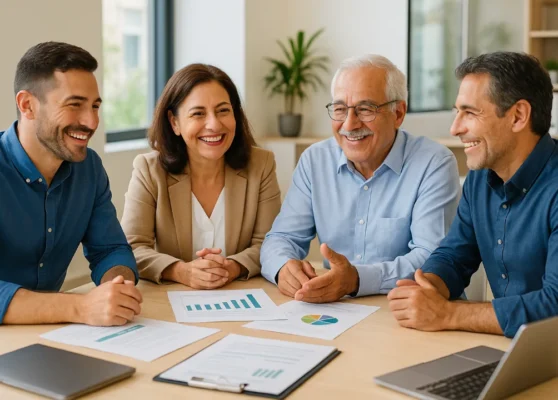Reunión de trabajo en una PYME implementando un sistema de gestión empresarial. ES Gestion 360